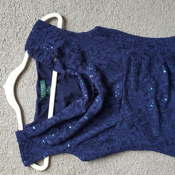 Women's Ralph Lauren Navy Blue Midi Dress Size 4 Fits size M - Picture 11 of 13